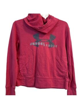 Under Armour Cropped Rose Pink Logo Hoodie Sweatshirt size Small